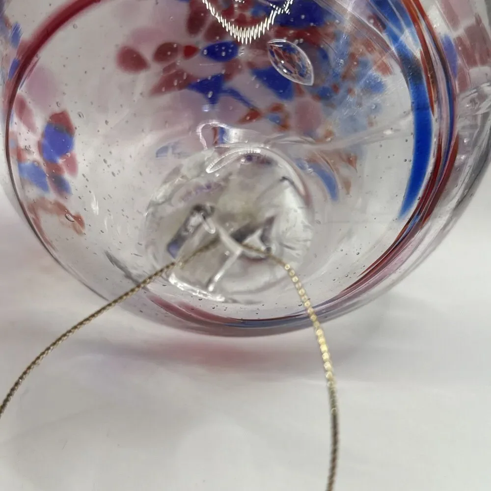 Hanging Glass Ball 5” Diameter 4th of July Witch Ball Red & Blue - Picture 7 of 7